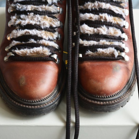 Zara Leather Faux Fur Hiking Boots - Picture 2 of 11